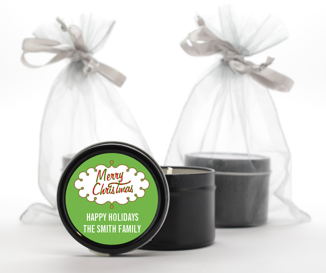  Christmas Time - Christmas Black Candle Tin Favors Option 1