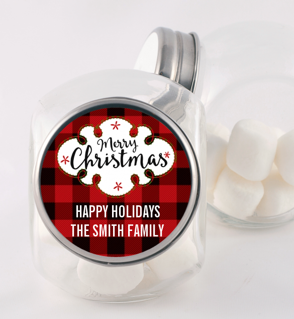  Christmas Time - Personalized Christmas Candy Jar Option 1