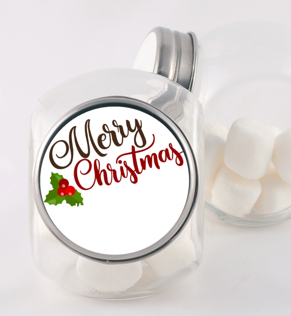  Christmas Time - Personalized Christmas Candy Jar Option 1