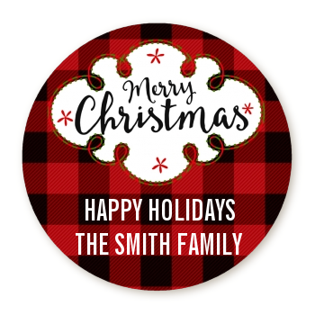  Christmas Time - Round Personalized Christmas Sticker Labels Option 1