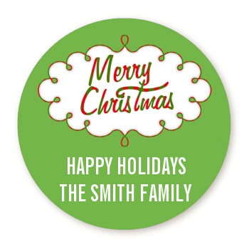  Christmas Time - Round Personalized Christmas Sticker Labels Option 1