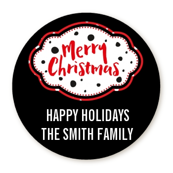  Christmas Time - Round Personalized Christmas Sticker Labels Option 1