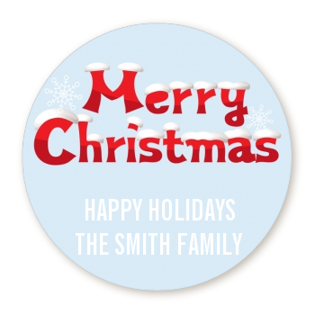  Christmas Time - Round Personalized Christmas Sticker Labels Option 1