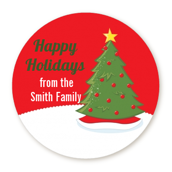  Christmas Tree - Round Personalized Christmas Sticker Labels 