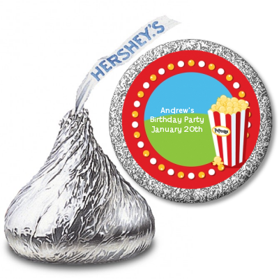 Circus Popcorn - Hershey Kiss Birthday Party Sticker Labels