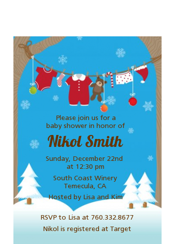 Clothesline Christmas - Baby Shower Petite Invitations