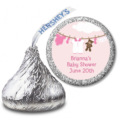 Clothesline It's A Girl - Hershey Kiss Baby Shower Sticker Labels