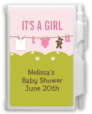 Clothesline It's A Girl - Baby Shower Personalized Notebook Favor