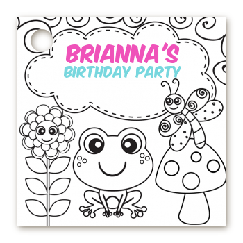Color Your Own - Spring Garden - Personalized Birthday Party Card Stock Favor Tags