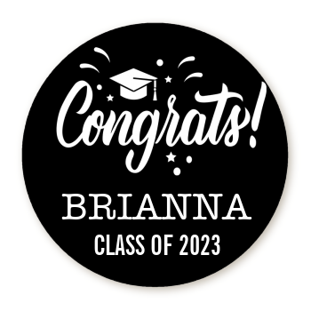  Congrats to the Grad - Round Personalized Graduation Party Sticker Labels 