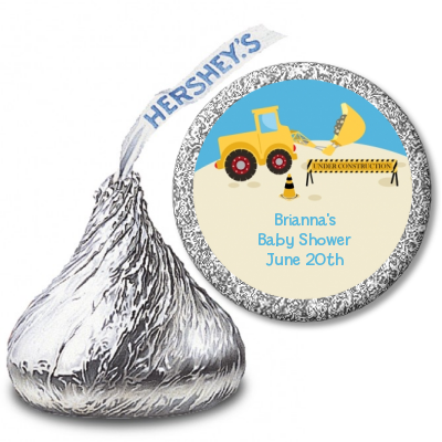 Construction Truck - Hershey Kiss Baby Shower Sticker Labels