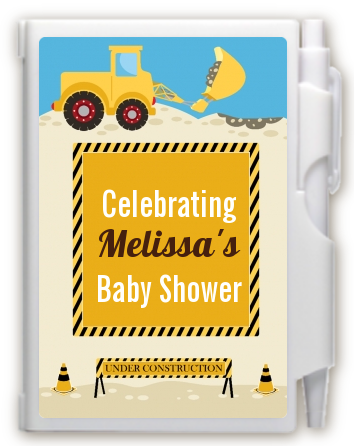 Construction Truck - Baby Shower Personalized Notebook Favor