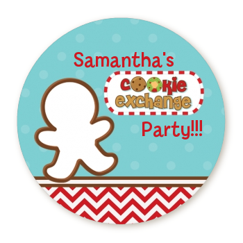  Cookie Exchange - Round Personalized Christmas Sticker Labels 