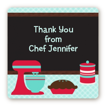 Cooking Class - Square Personalized Birthday Party Sticker Labels