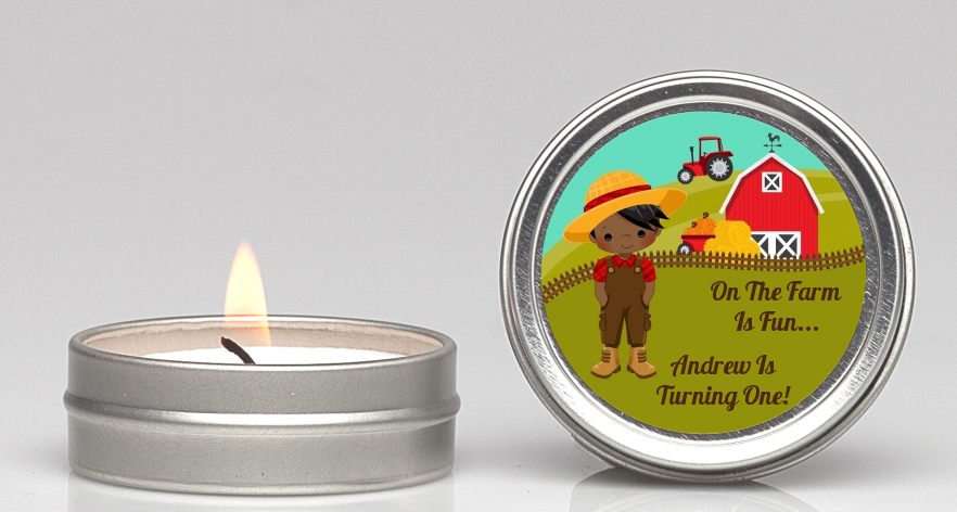  Country Boy On The Farm - Birthday Party Candle Favors Option 1 - Brown Hair