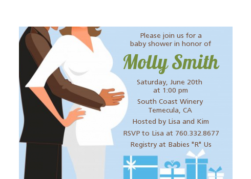  Couple Expecting - Baby Shower Petite Invitations Blue