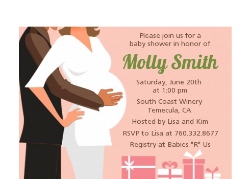  Couple Expecting - Baby Shower Petite Invitations Blue