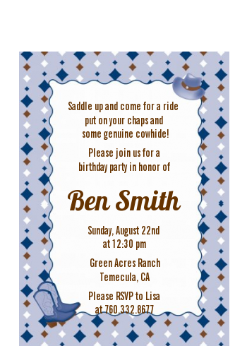 Cowboy Western - Baby Shower Petite Invitations