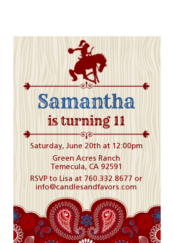 Cowgirl Rider - Birthday Party Petite Invitations