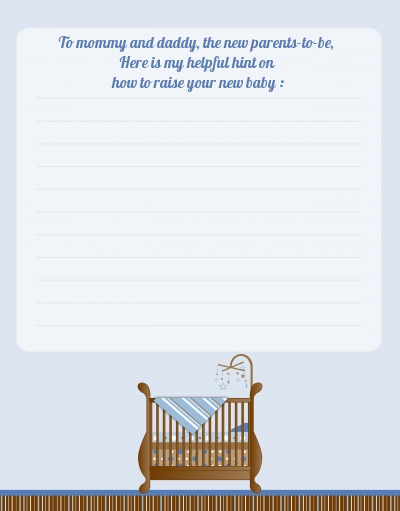 Crib Blue - Baby Shower Notes of Advice