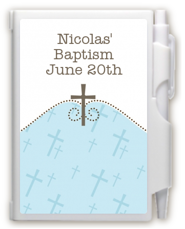 Cross Blue - Baptism / Christening Personalized Notebook Favor