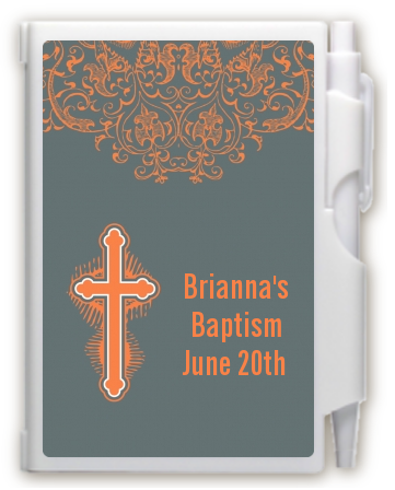 Cross Grey - Baptism / Christening Personalized Notebook Favor