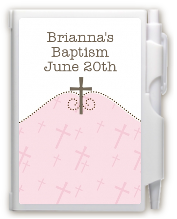 Cross Pink - Baptism / Christening Personalized Notebook Favor