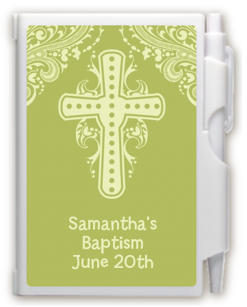 Cross Sage Green - Baptism / Christening Personalized Notebook Favor