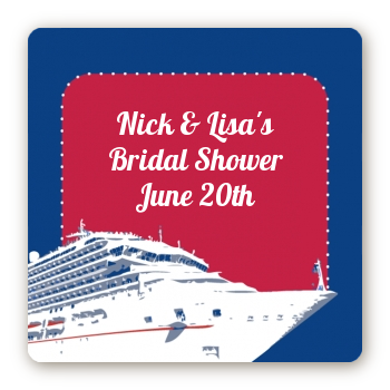 Cruise Ship - Square Personalized Bridal Shower Sticker Labels