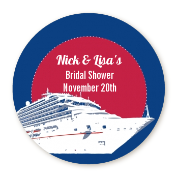  Cruise Ship - Round Personalized Bridal Shower Sticker Labels 