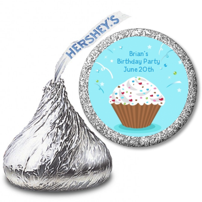 Cupcake Boy - Hershey Kiss Birthday Party Sticker Labels