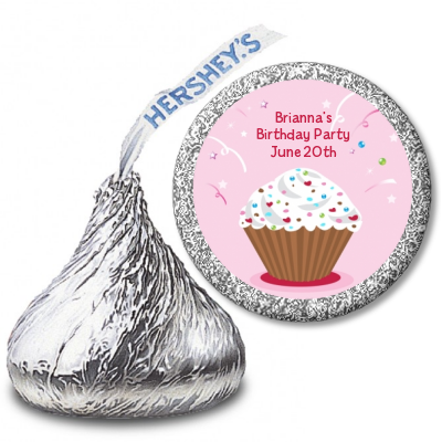 Cupcake Girl - Hershey Kiss Birthday Party Sticker Labels