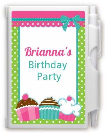 Cupcake Trio - Birthday Party Personalized Notebook Favor
