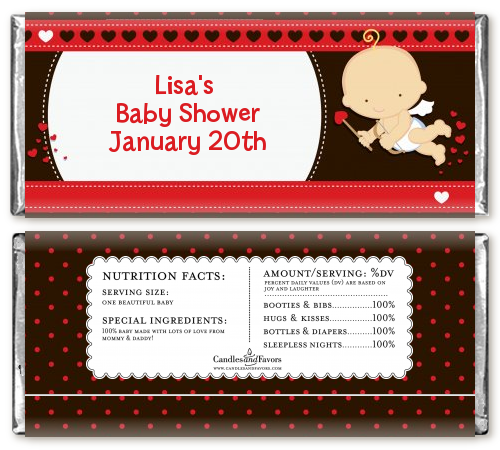  Cupid Baby Valentine's Day - Personalized Baby Shower Candy Bar Wrappers Caucasian