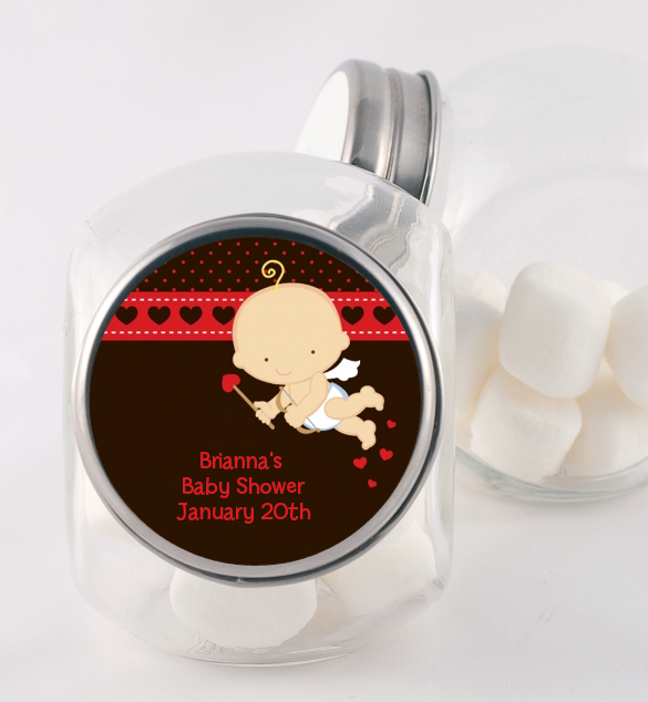  Cupid Baby Valentine's Day - Personalized Baby Shower Candy Jar Caucasian