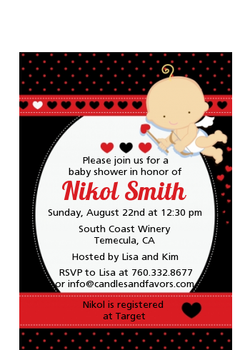  Cupid Baby Valentine's Day - Baby Shower Petite Invitations African American Black Backgroun