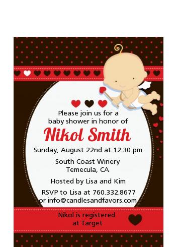  Cupid Baby Valentine's Day - Baby Shower Petite Invitations African American Black Backgroun