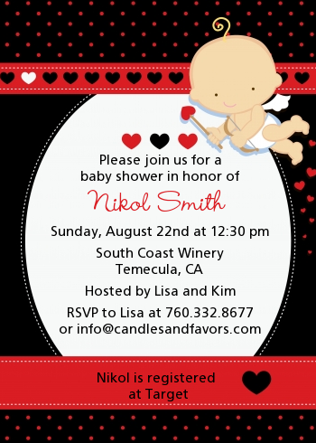  Cupid Baby Valentine's Day - Baby Shower Invitations Black Background