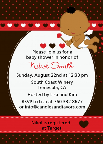  Cupid Baby Valentine's Day - Baby Shower Invitations Black Background