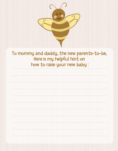 Cute As Can Bee - Baby Shower Notes of Advice