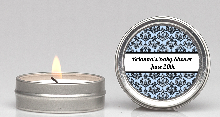  Damask - Baby Shower Candle Favors Blue / Black