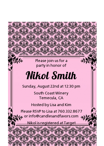  Damask - Baby Shower Petite Invitations Blue