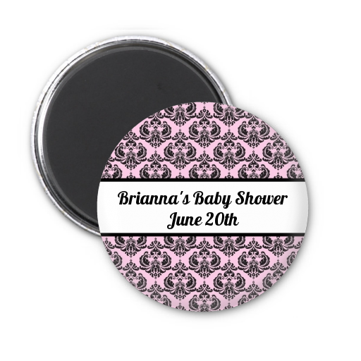  Damask - Personalized Baby Shower Magnet Favors Blue / Black