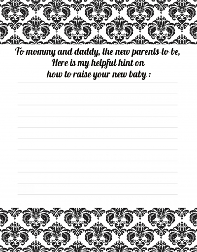 Damask - Baby Shower Notes of Advice