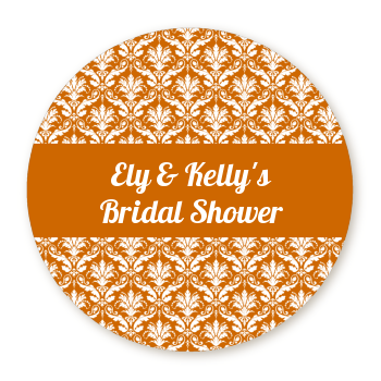  Damask Pattern - Round Personalized Bridal Shower Sticker Labels 