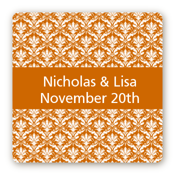 Damask Pattern - Square Personalized Bridal Shower Sticker Labels