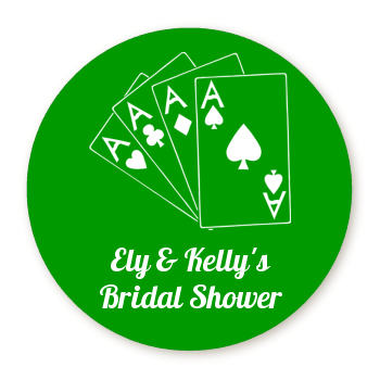  Deck of Cards - Round Personalized Bridal Shower Sticker Labels 