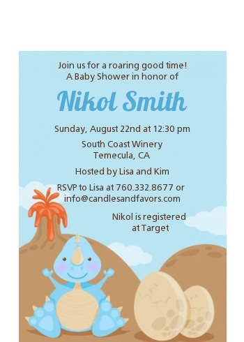 Dinosaur Baby Boy - Baby Shower Petite Invitations