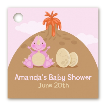 Dinosaur Baby Girl - Personalized Baby Shower Card Stock Favor Tags