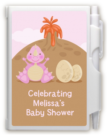 Dinosaur Baby Girl - Baby Shower Personalized Notebook Favor